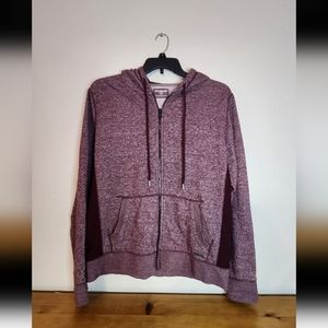 Express Zipper Hoodie Jacket Mens Size Large Burgandy Red